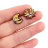 Japanese Anime Soul Eater Sun and Moon Stainless Steel Piercing Ear Stud Earrings for Womans Enamel 3 - Soul Eater Merch