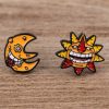 Japanese Anime Soul Eater Sun and Moon Stainless Steel Piercing Ear Stud Earrings for Womans Enamel 4 - Soul Eater Merch