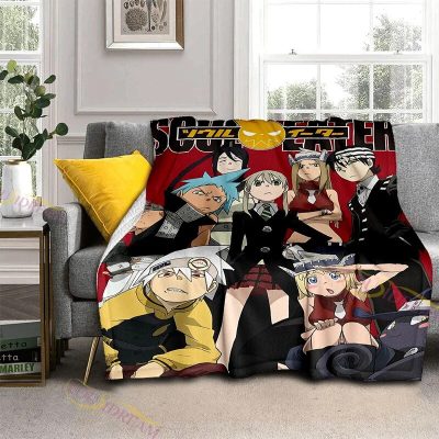 Anime Soul Eater Throw Blanket Soft Cozy Flannel Blanket Cozy Sofa Blanket Suitable for Office Traveling 10 - Soul Eater Merch