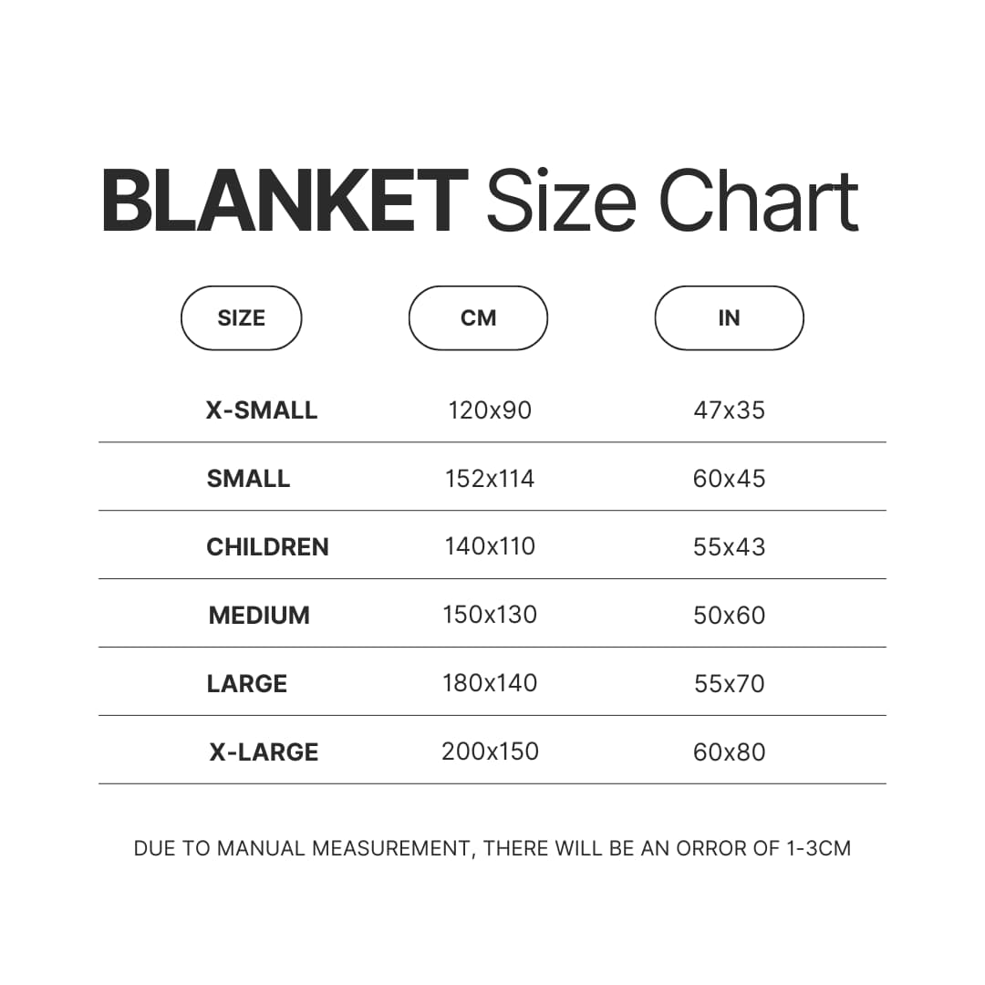 Blanket Size Chart - Soul Eater Merch