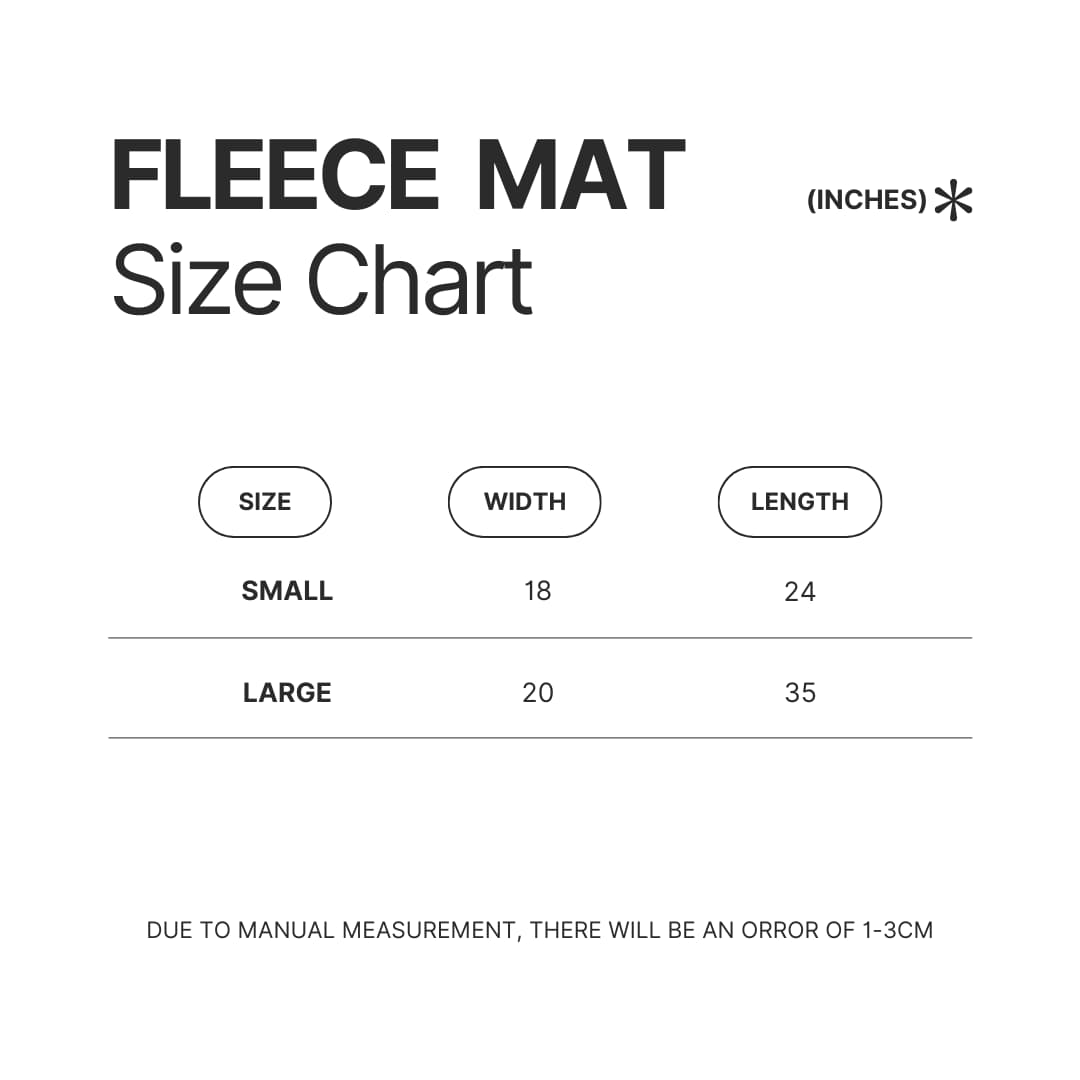 Fleece Mat Size Chart - Soul Eater Merch