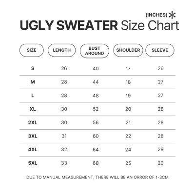 Ugly Sweater Size Chart - Soul Eater Merch