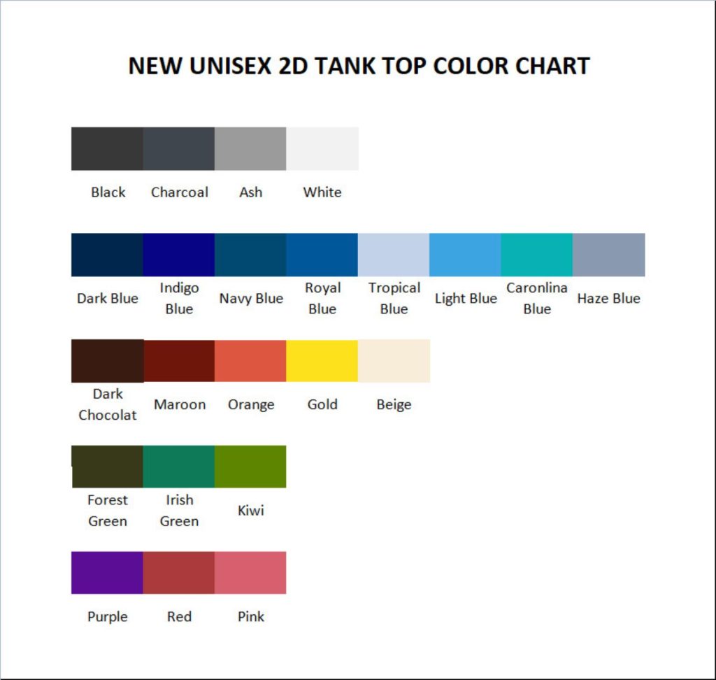 tank top color chart - Soul Eater Merch