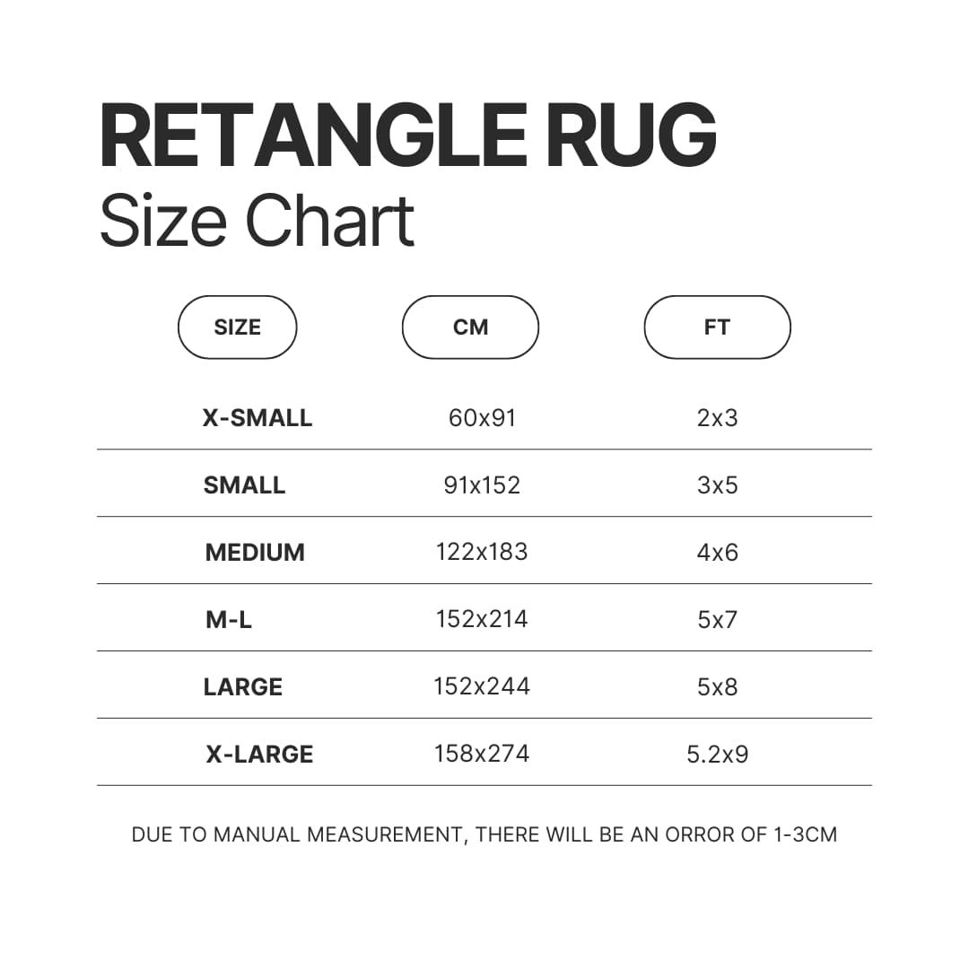 Retangle Rug Size Chart - Soul Eater Merch